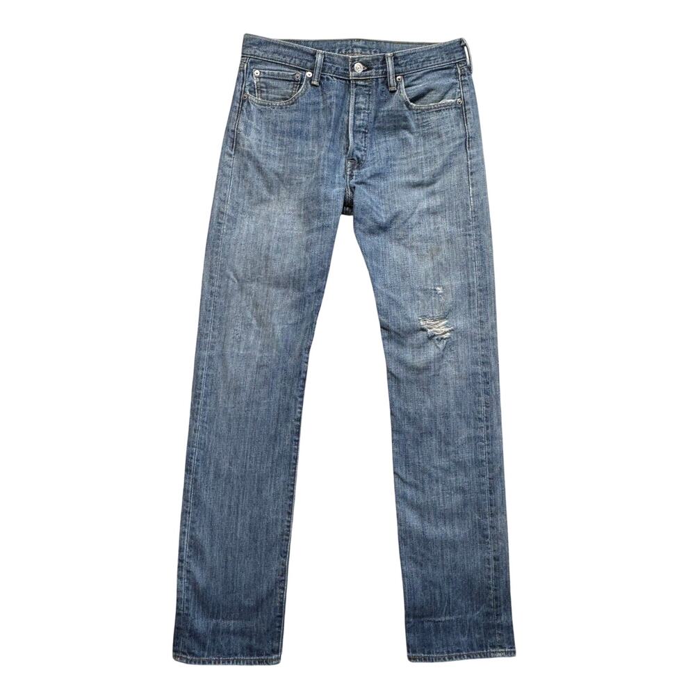 Levi's Womens Jeans 32 x 36 Denim Button Fly Faded Distressed Raw Rigid
